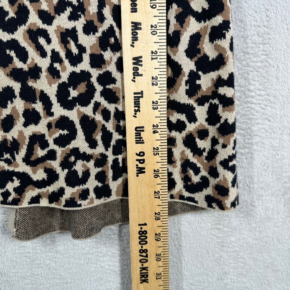 J.Crew Cardigan Women's L Tan Leopard Animal Print Open Front Cotton Sweater - Picture 6 of 7
